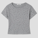 8 seconds Pointelle Graphic Short-sleeve T-shirt — Grey