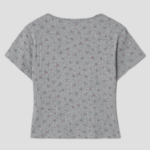 8 seconds Pointelle Graphic Short-sleeve T-shirt — Grey