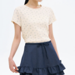 8 seconds Pointelle Graphic Short-sleeve T-shirt — Ivory