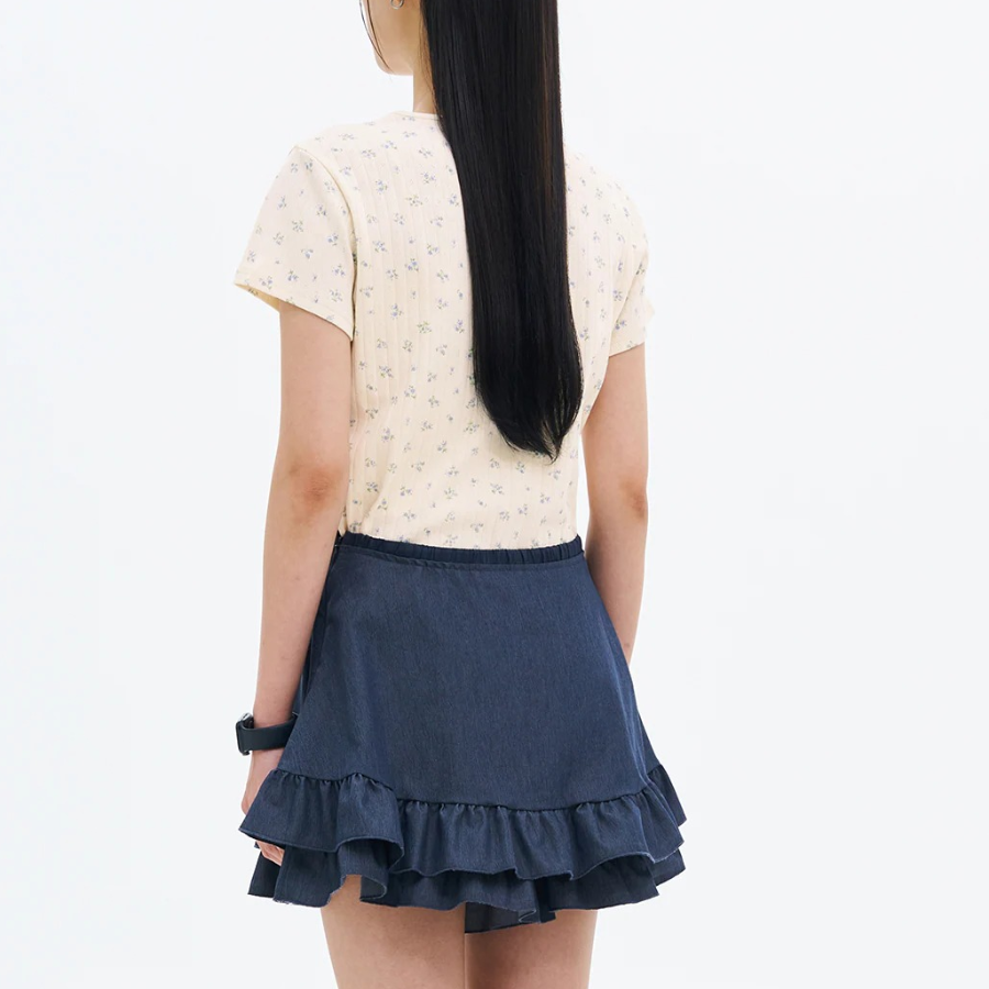 8 seconds Pointelle Graphic Short-sleeve T-shirt — Ivory