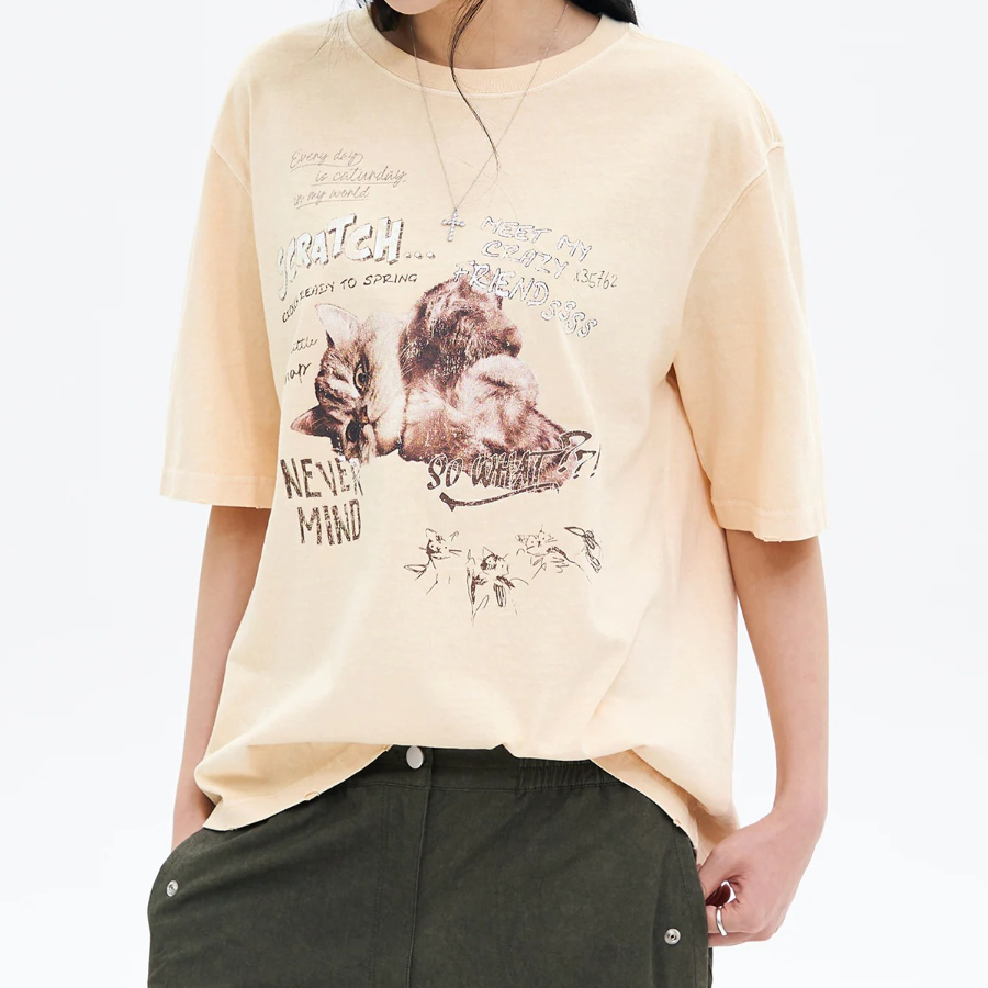 8 seconds [UNI8] Animal Graphic Short-sleeve T-shirt — Beige