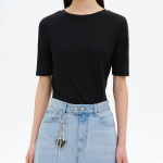 8 seconds Basic Elbow-sleeve T-shirt — Black