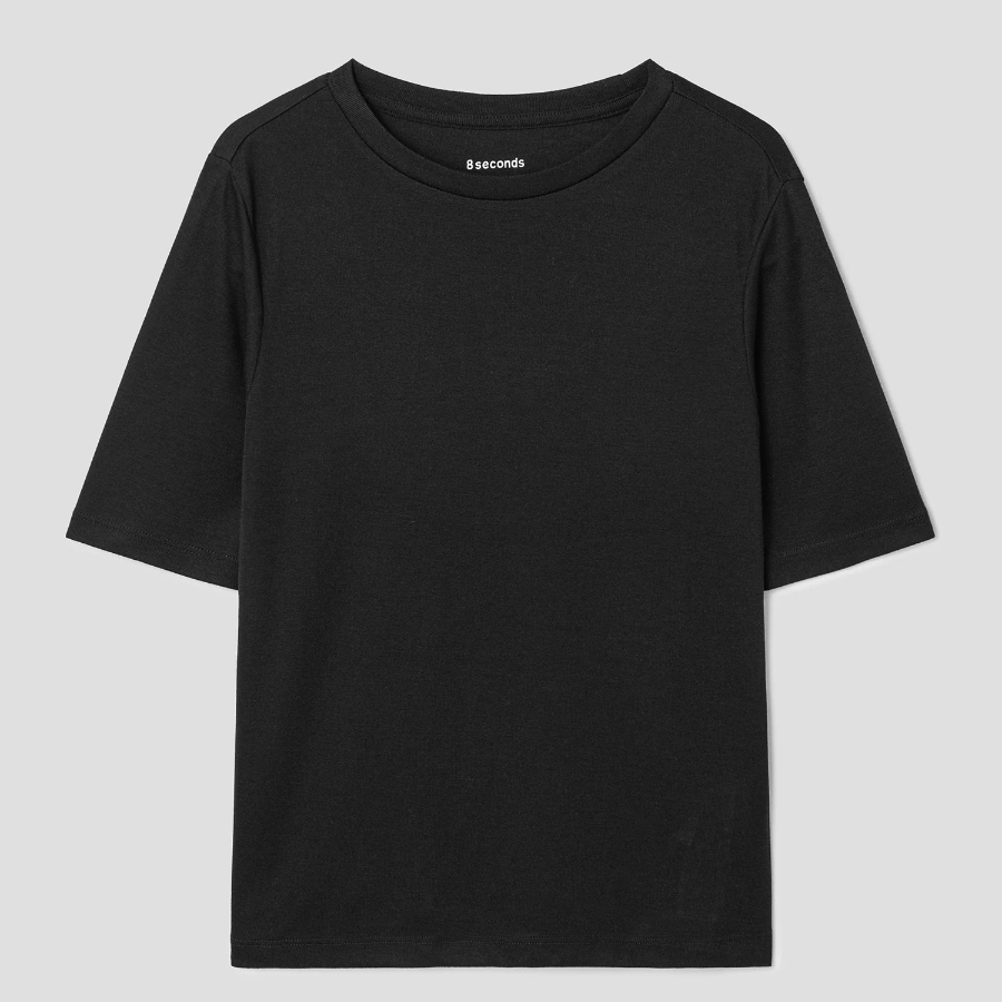 8 seconds Basic Elbow-sleeve T-shirt — Black