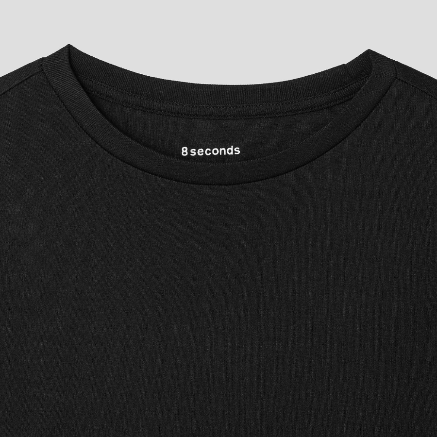 8 seconds Basic Elbow-sleeve T-shirt — Black