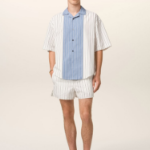 ami Ami Label Camp Collar Shirt – White/Blue