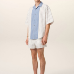 ami Ami Label Camp Collar Shirt – White/Blue