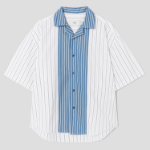 ami Ami Label Camp Collar Shirt – White/Blue