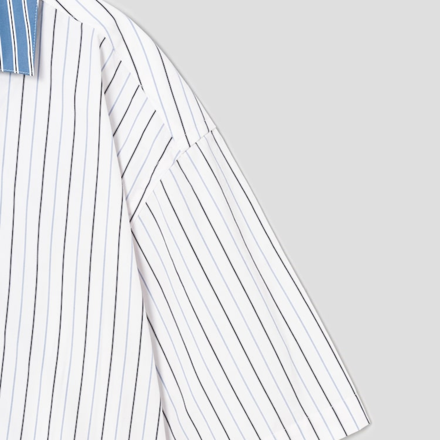 ami Ami Label Camp Collar Shirt – White/Blue