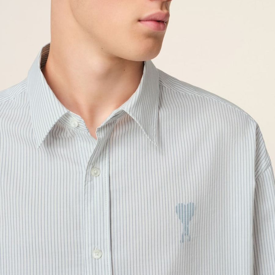 ami Adc Jacquard Boxy Shirt – White/Blue