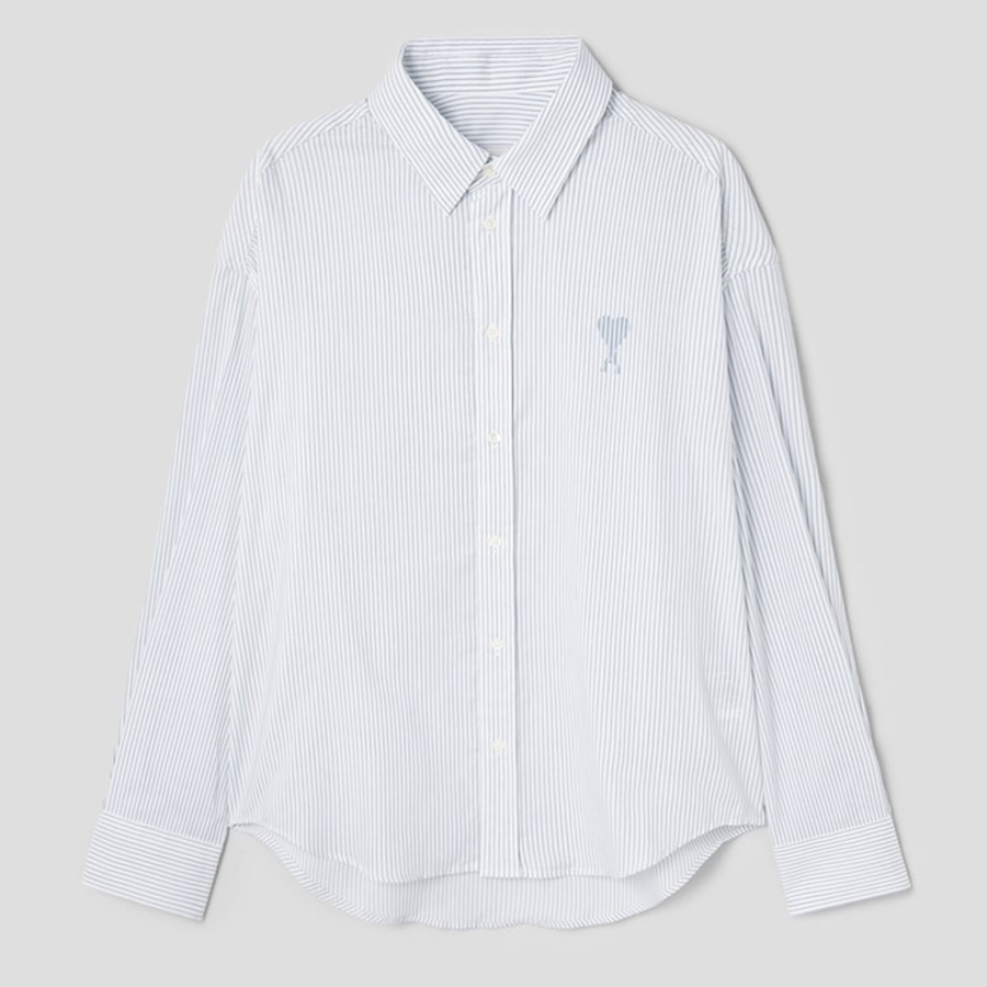 ami Adc Jacquard Boxy Shirt – White/Blue