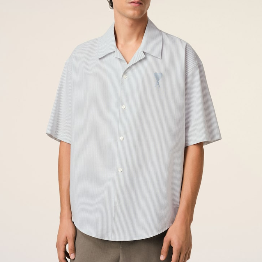 ami Adc Jacquard Boxy Sl Shirt – Light Blue