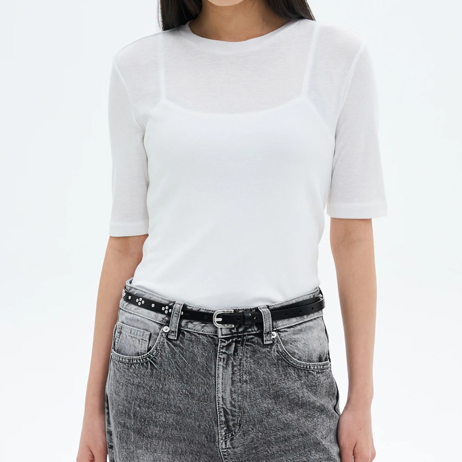 8 seconds Basic Elbow-sleeve T-shirt — White