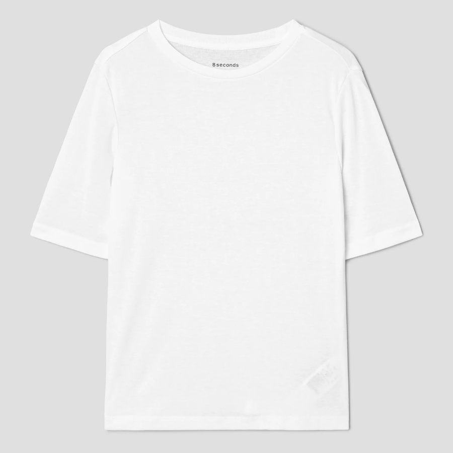 8 seconds Basic Elbow-sleeve T-shirt — White