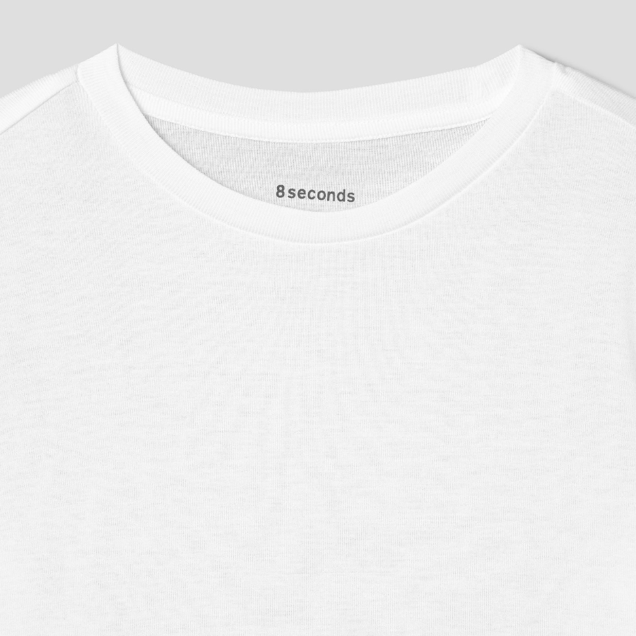 8 seconds Basic Elbow-sleeve T-shirt — White