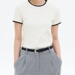 8 seconds Ribbed Contrast-trim T-shirt — Ivory