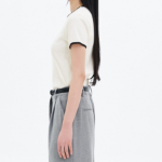 8 seconds Ribbed Contrast-trim T-shirt — Ivory