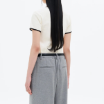 8 seconds Ribbed Contrast-trim T-shirt — Ivory