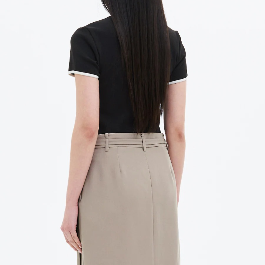 8 seconds Ribbed Contrast-trim T-shirt — Black