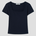 8 seconds Lace Trim Short-sleeve T-shirt — Navy