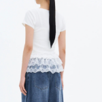8 seconds Lace Trim Short-sleeve T-shirt — White