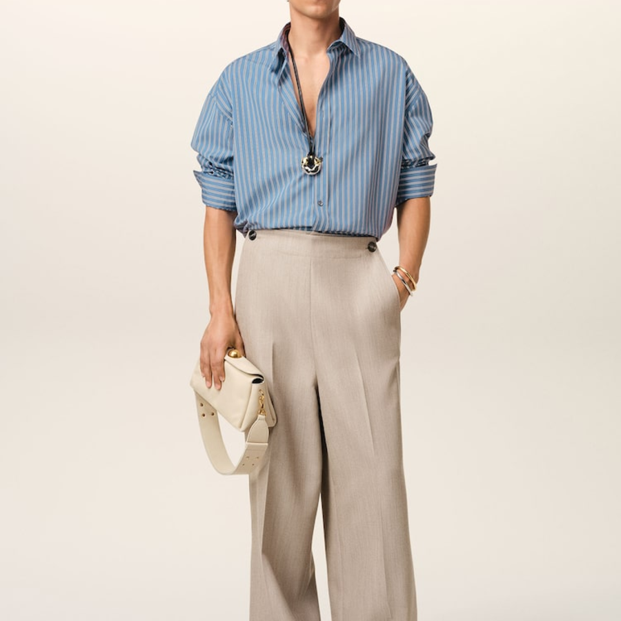 ami Ami Label Striped Boxy Shirt – Navy