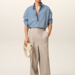 ami Ami Label Striped Boxy Shirt – Navy