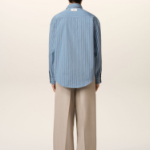 ami Ami Label Striped Boxy Shirt – Navy