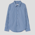 ami Ami Label Striped Boxy Shirt – Navy