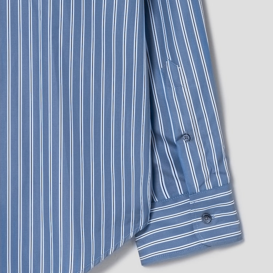 ami Ami Label Striped Boxy Shirt – Navy