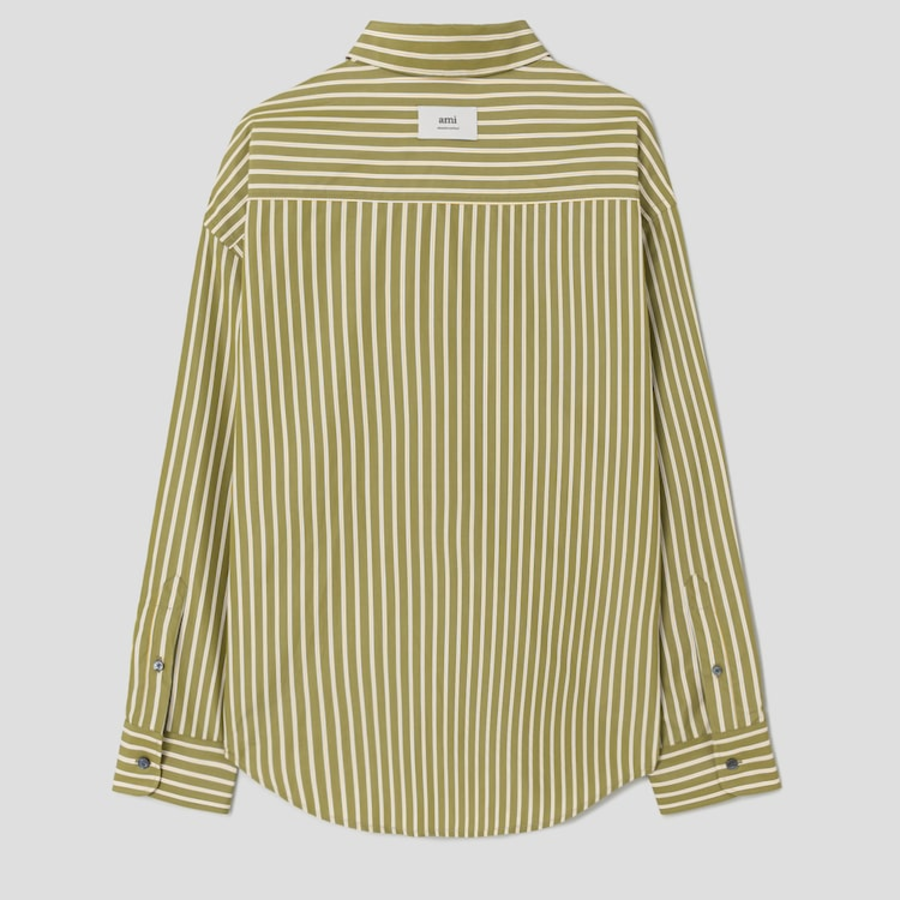ami Ami Label Striped Boxy Shirt – Curry