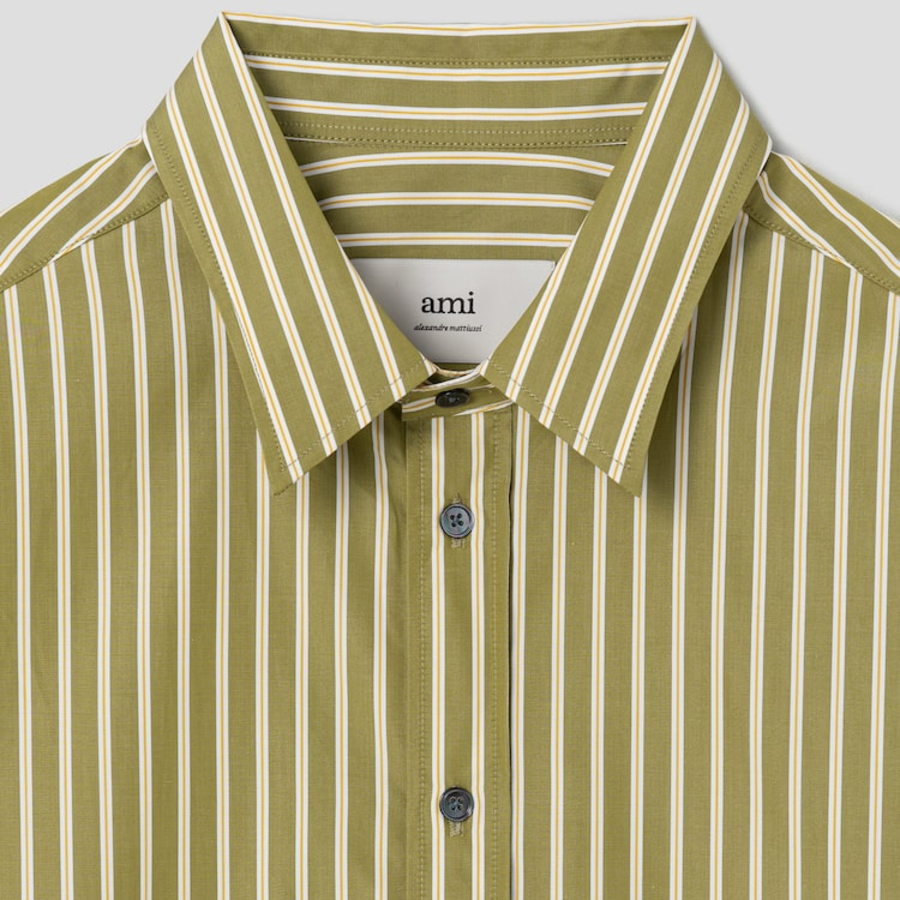 ami Ami Label Striped Boxy Shirt – Curry