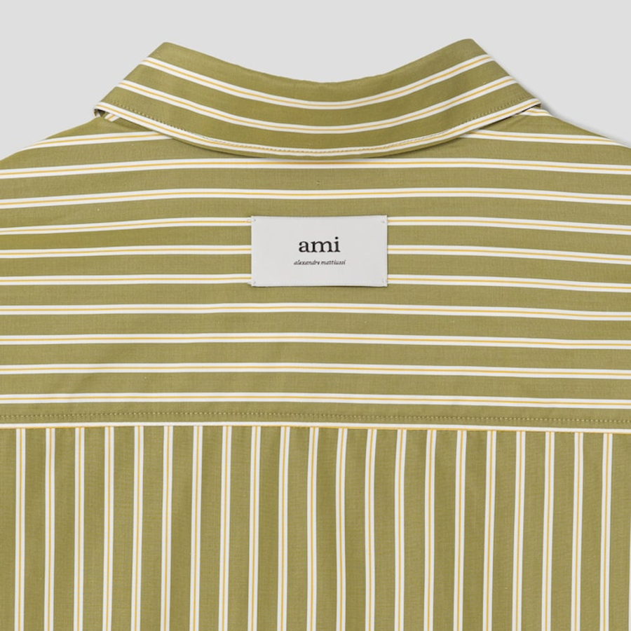 ami Ami Label Striped Boxy Shirt – Curry