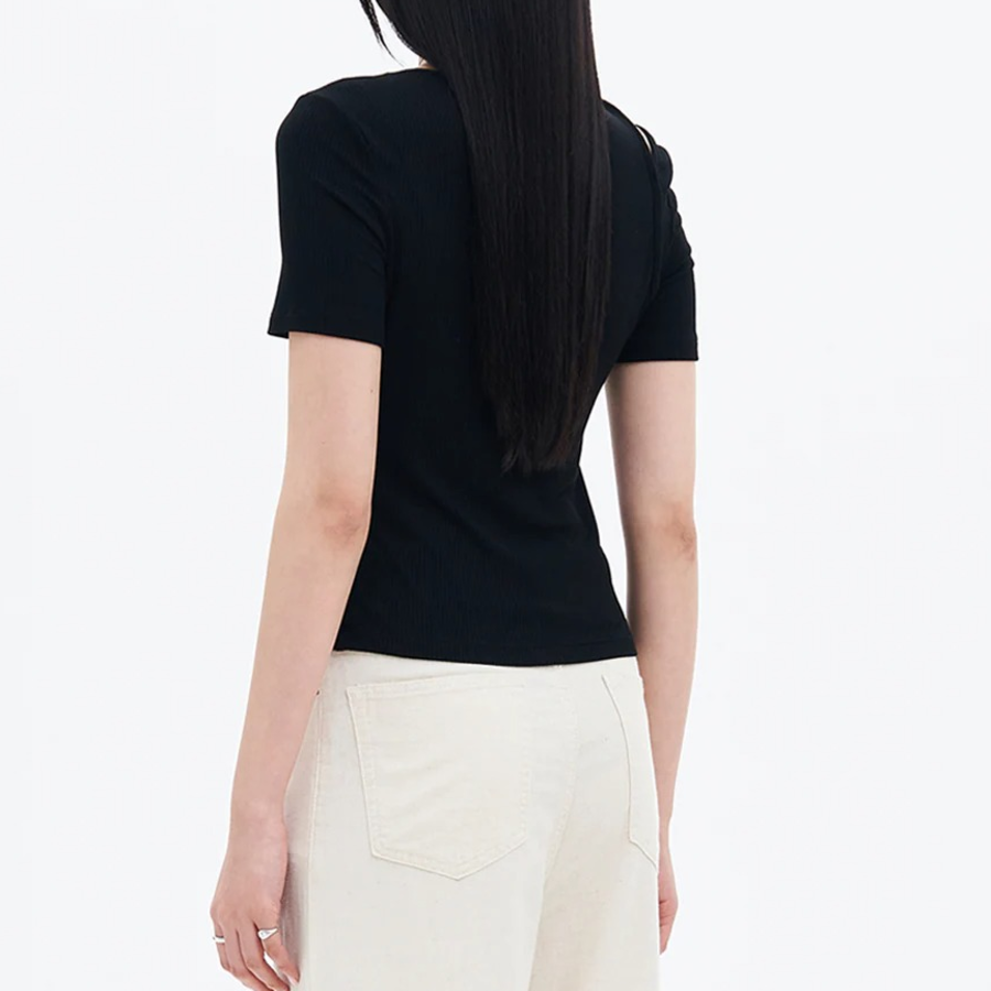 8 seconds Ribbed Panel T-shirt – Black