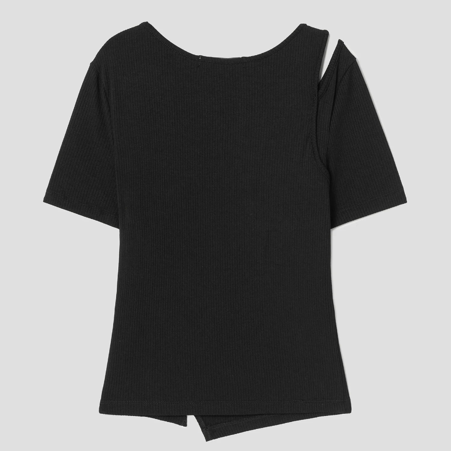8 seconds Ribbed Panel T-shirt – Black
