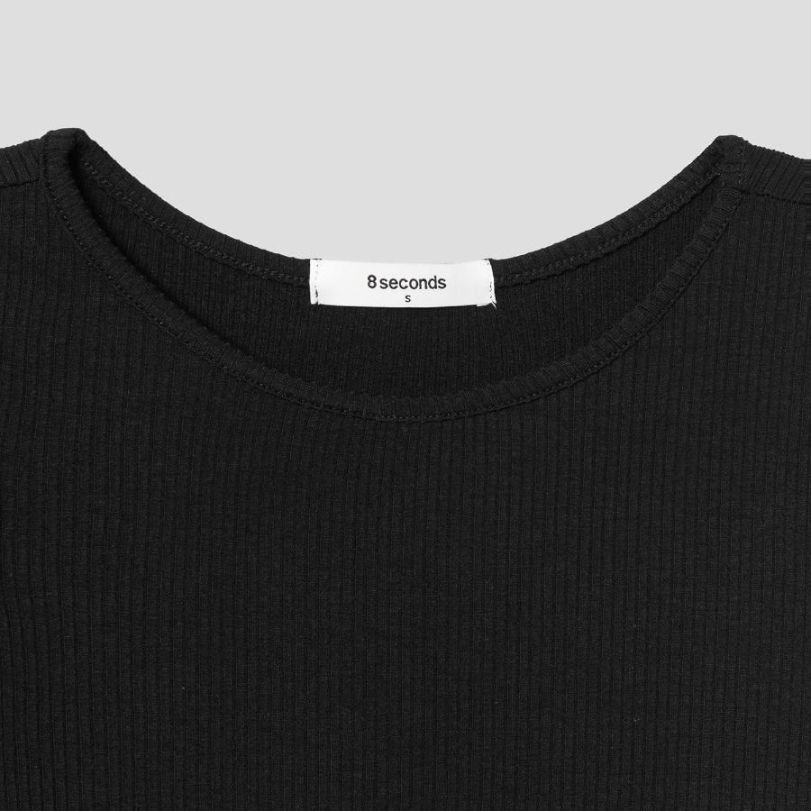 8 seconds Ribbed Panel T-shirt – Black
