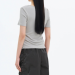 8 seconds Ribbed Panel T-shirt – Light Grey