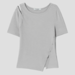 8 seconds Ribbed Panel T-shirt – Light Grey