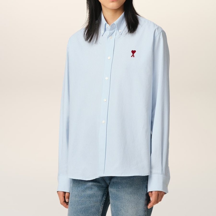 ami Adc Striped Shirt – Sky Blue