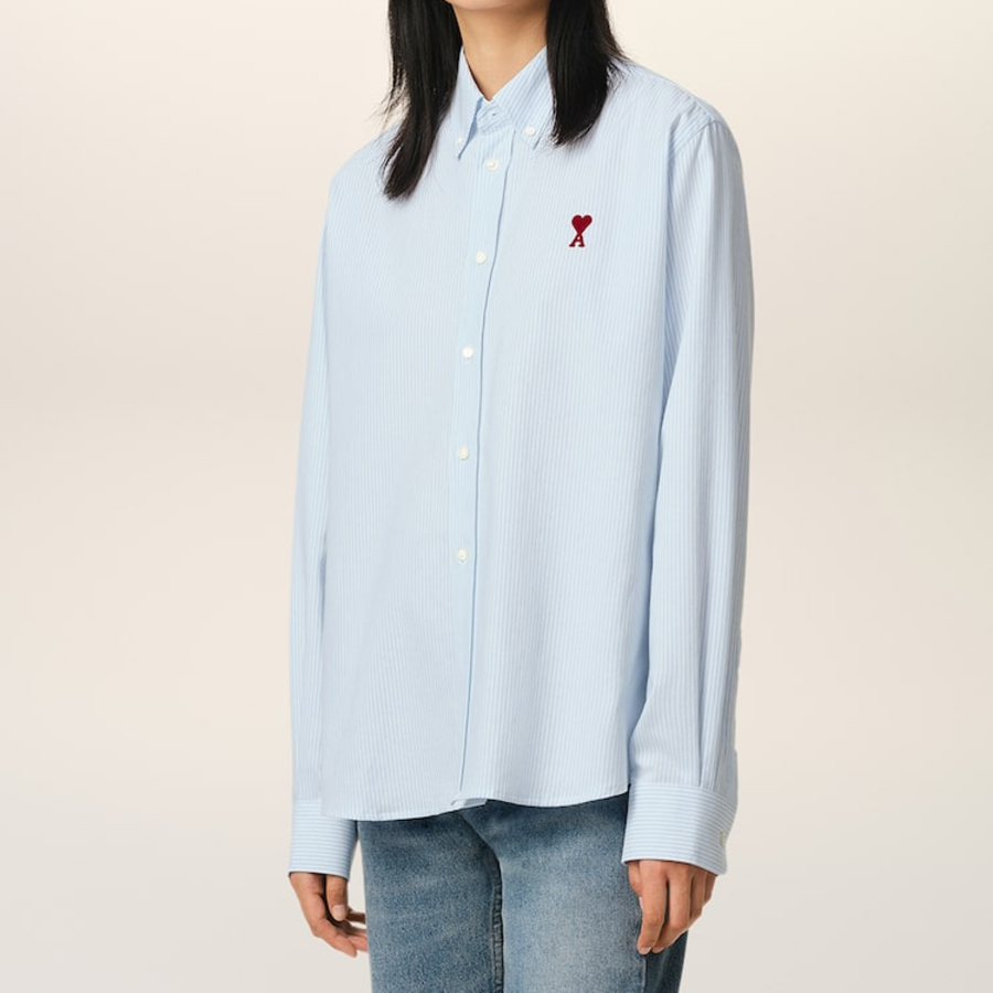 ami Adc Striped Shirt – Sky Blue