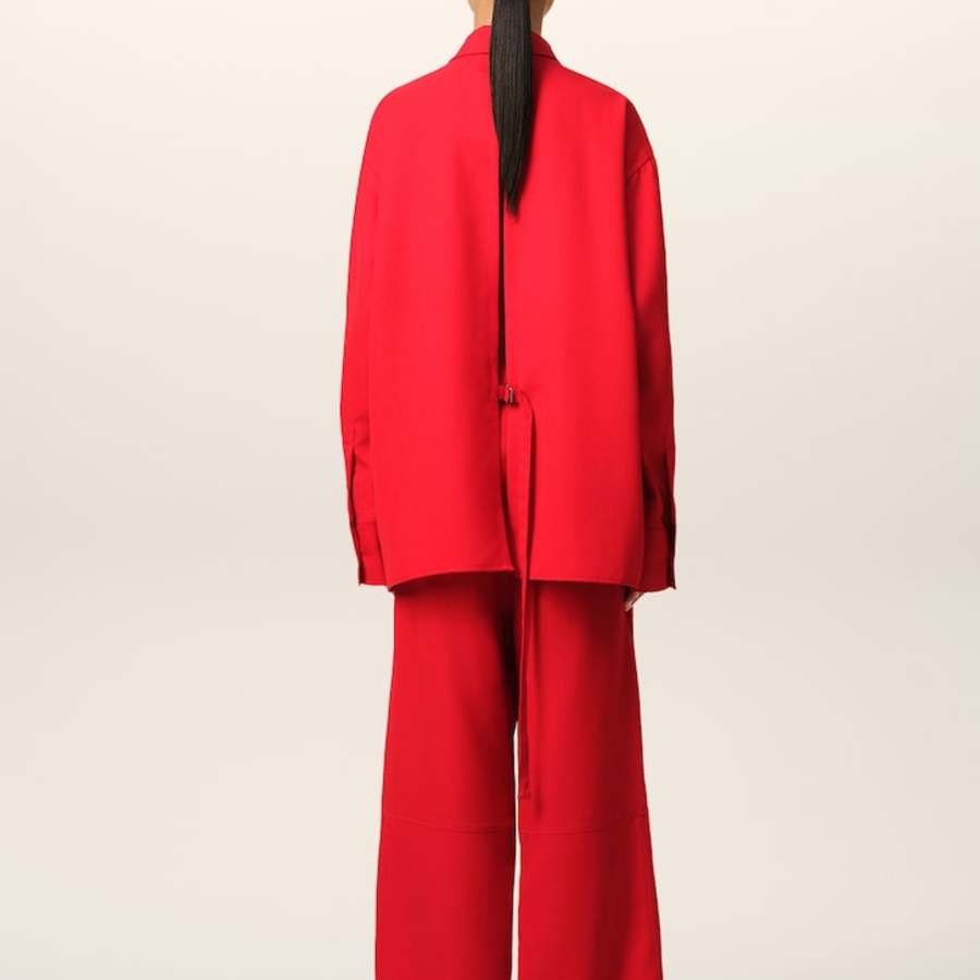 ami Back Slit Oversized Shirt – Coquelicot