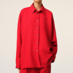 ami Back Slit Oversized Shirt – Coquelicot