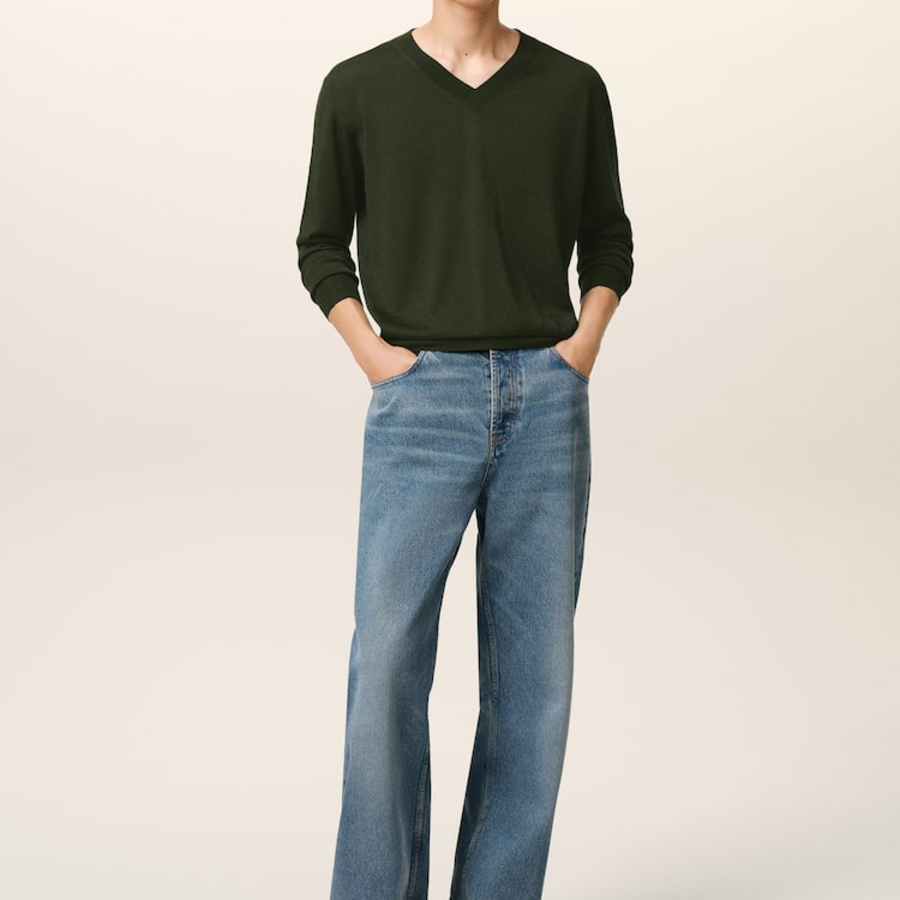 ami Tonal Adc Wool Silk Sweater – Loden