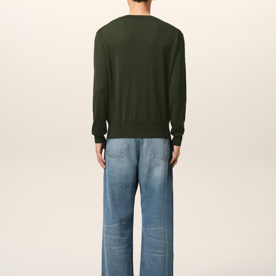 ami Tonal Adc Wool Silk Sweater – Loden