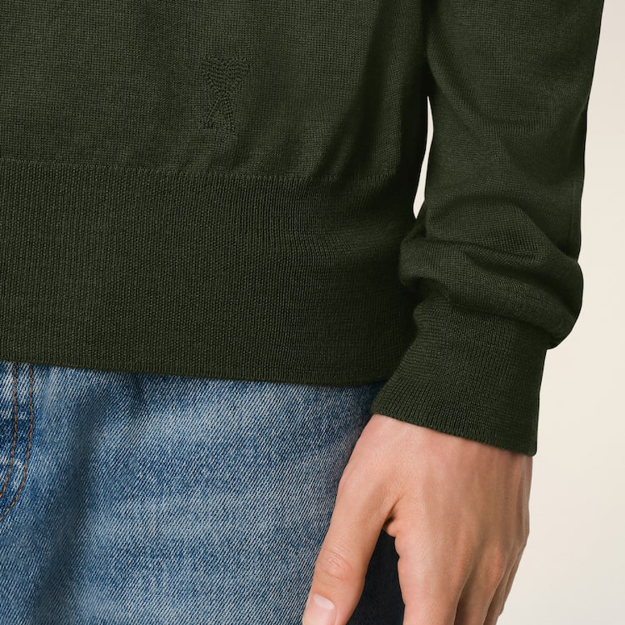 ami Tonal Adc Wool Silk Sweater – Loden