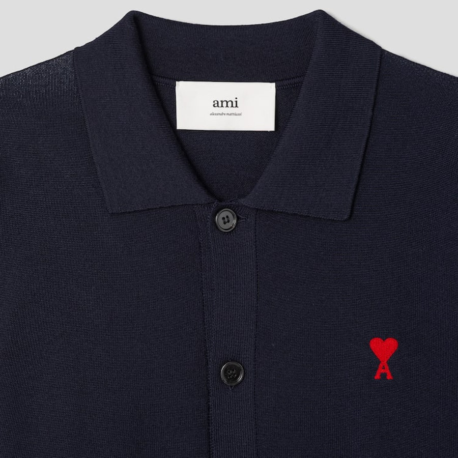 ami Red Adc Polo Cardigan – Night Blue