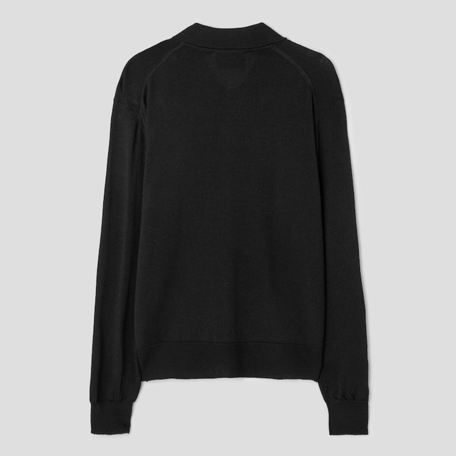 ami Red Adc Polo Cardigan – Wool Gabardine Black