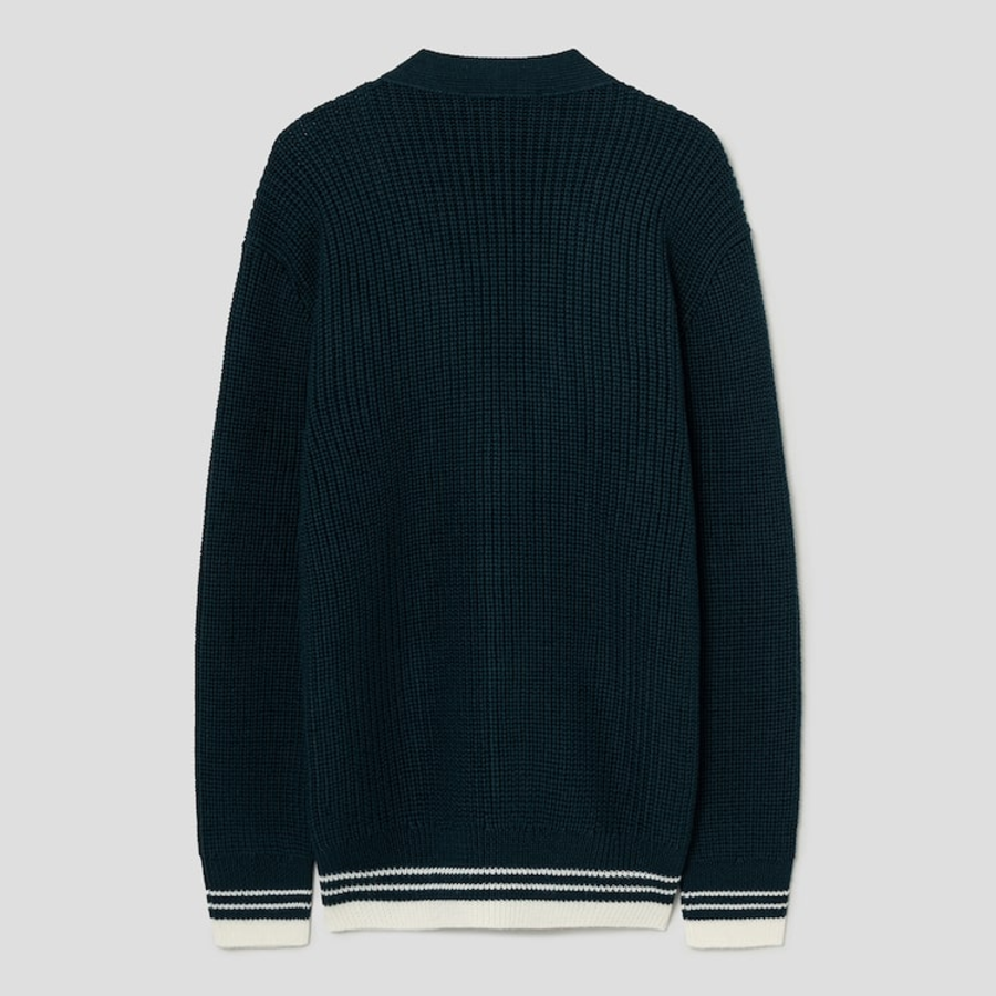 ami (Unisex) Ws Ribbed Cardigan – Vert/Ecru