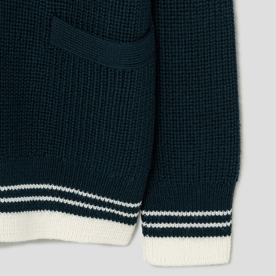 ami (Unisex) Ws Ribbed Cardigan – Vert/Ecru