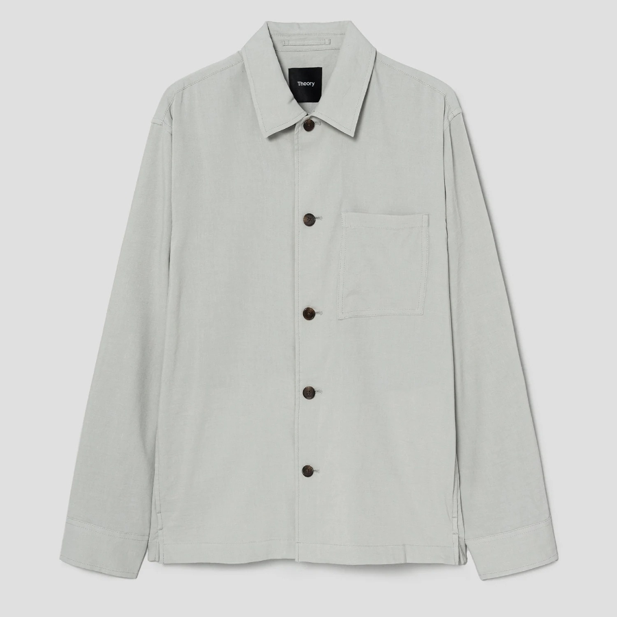 Theory Men Good Crunch Overshirt Jacket - Light Greenstone