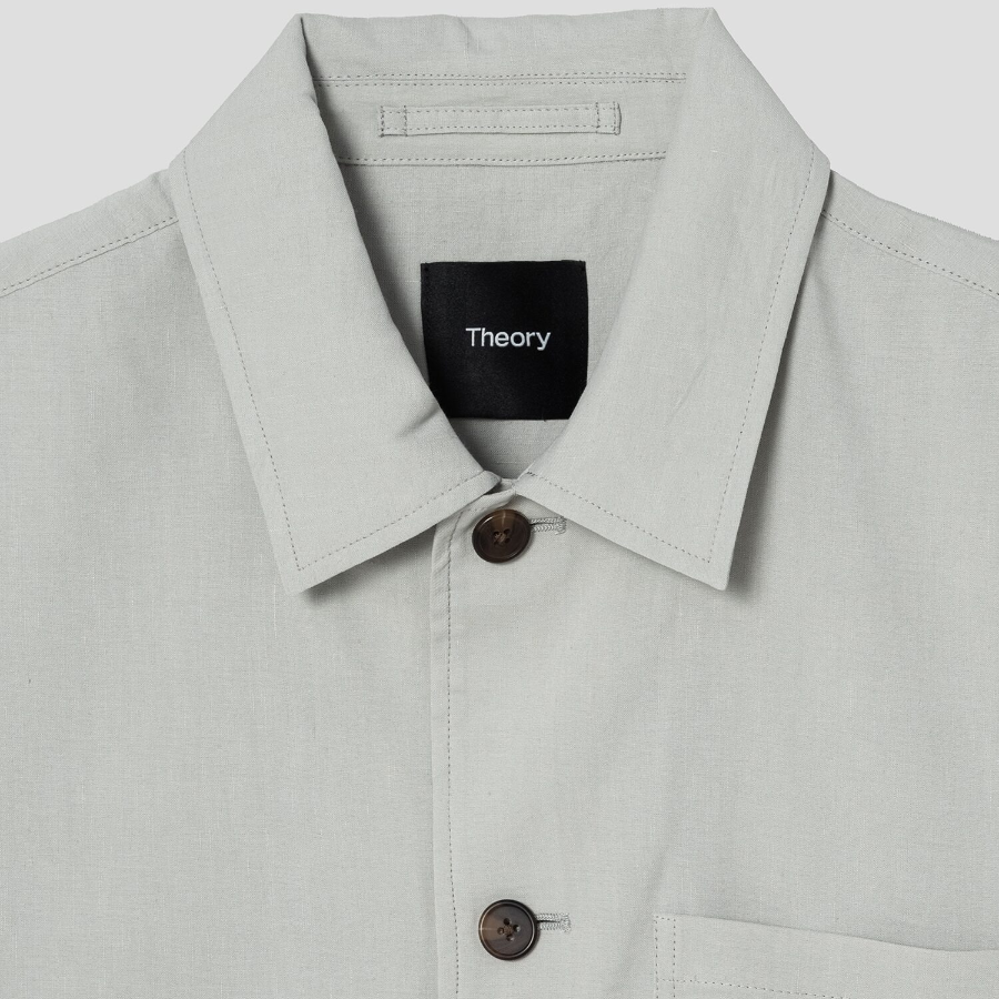 Theory Men Good Crunch Overshirt Jacket - Light Greenstone